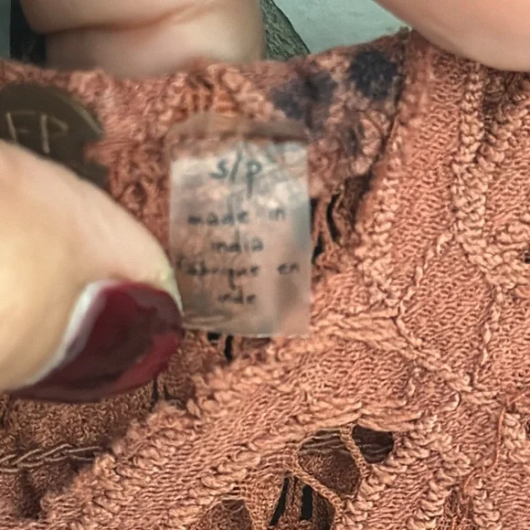 FREE PEOPLE Adella Lace Bralette Crinkle Lined Maxi Dress in Copper Brown Sz S. - Picture 10 of 16